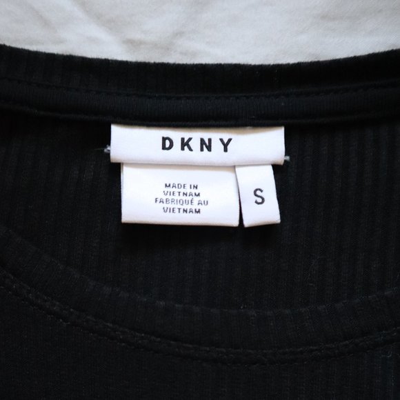 DKNY Short Sleeve Ribbed T-Shirt Black Small - Picture 4 of 7